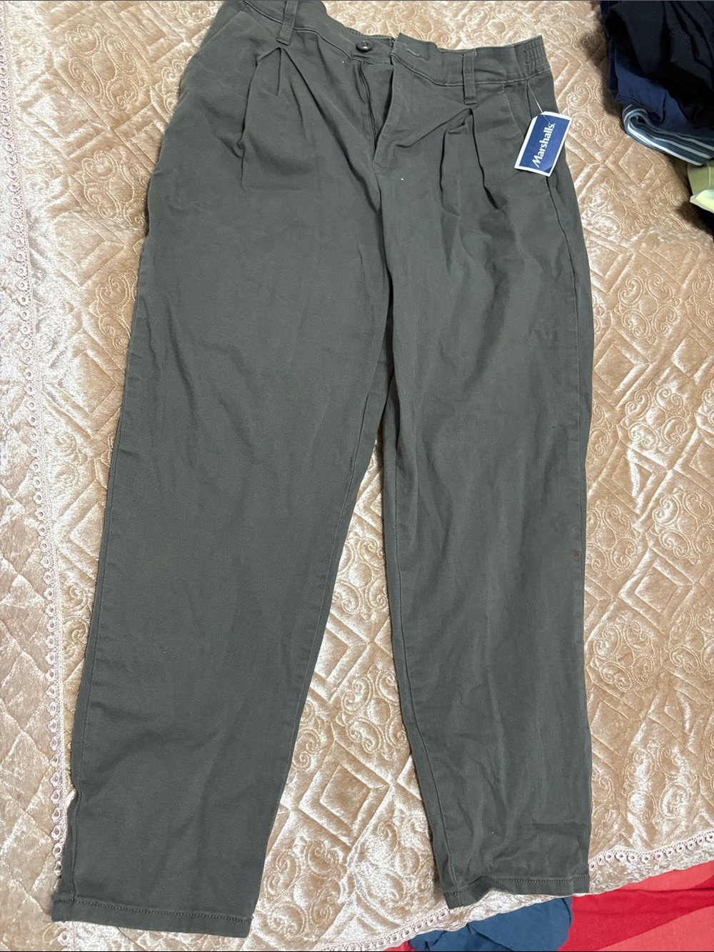 Women  Casual Pants - Olive high rise barrel leg pant